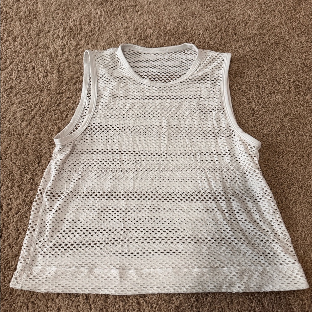 Lululemon White Mesh Sleeveless Top